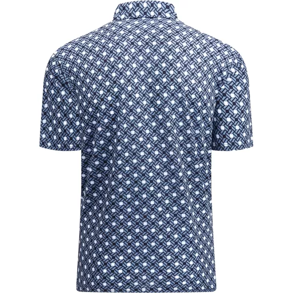 Alex Vando Mens Golf Shirt Moisture Wicking Quick-Dry Print Performance Polo Shirts for Men