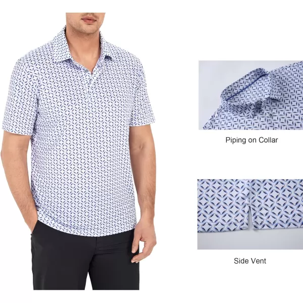 Alex Vando Mens Golf Shirt Moisture Wicking Quick-Dry Print Performance Polo Shirts for Men