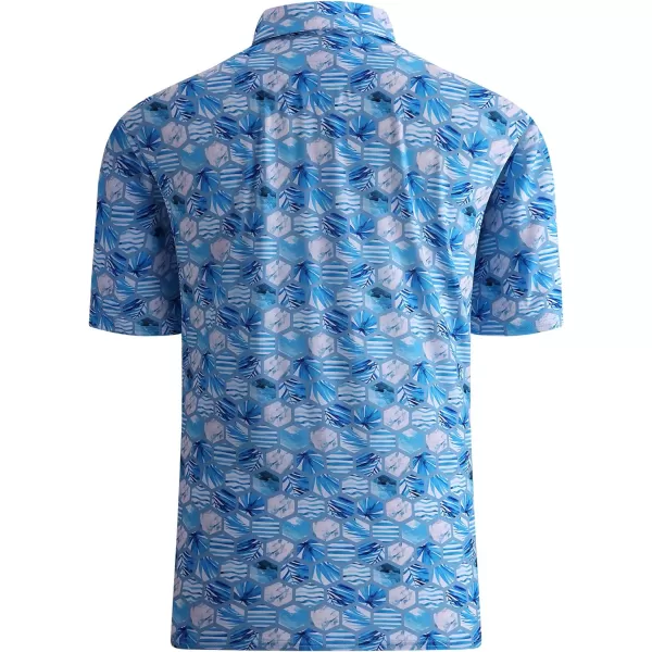 Alex Vando Mens Golf Shirt Moisture Wicking Quick-Dry Print Performance Polo Shirts for Men