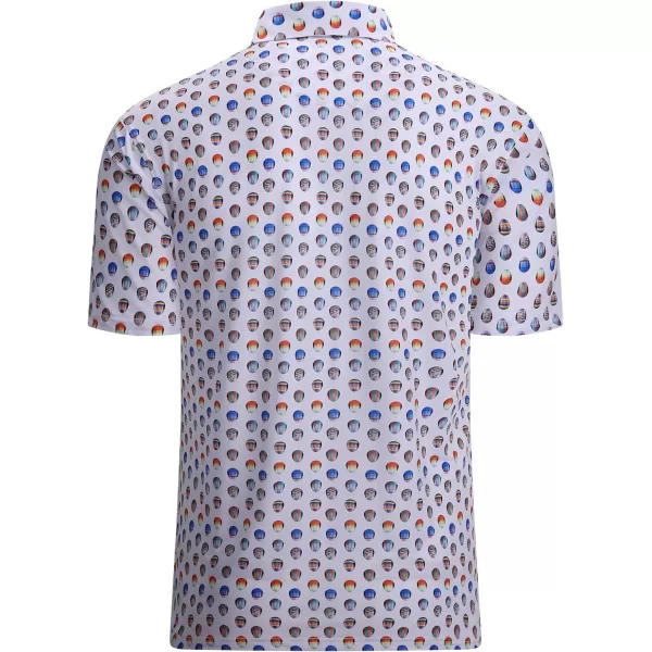 Alex Vando Mens Golf Shirt Moisture Wicking Quick-Dry Print Performance Polo Shirts for Men