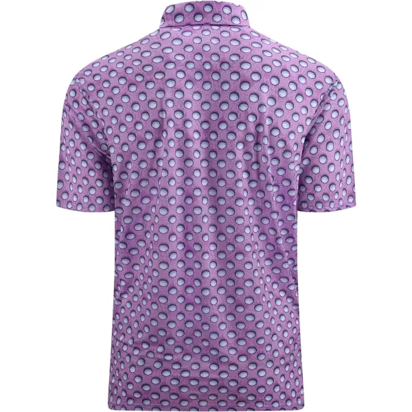 Alex Vando Mens Golf Shirt Moisture Wicking Quick-Dry Print Performance Polo Shirts for Men