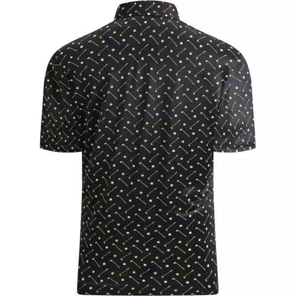 Alex Vando Mens Golf Shirt Moisture Wicking Quick-Dry Print Performance Polo Shirts for Men
