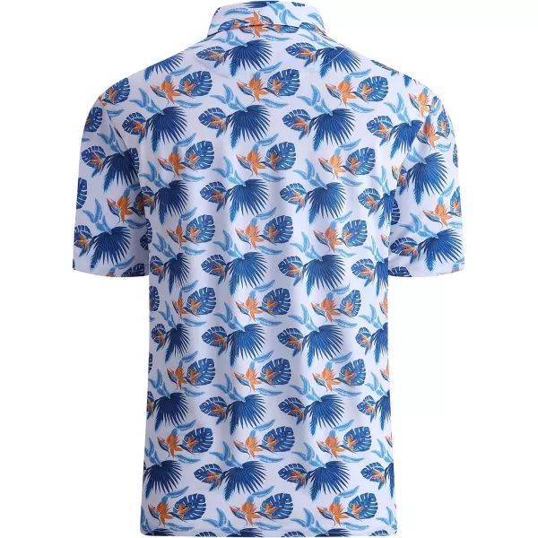 Alex Vando Mens Golf Shirt Moisture Wicking Quick-Dry Print Performance Polo Shirts for Men