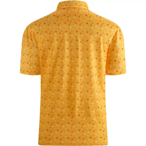 Alex Vando Mens Golf Shirt Moisture Wicking Quick-Dry Print Performance Polo Shirts for Men