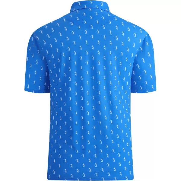 Alex Vando Mens Golf Shirt Moisture Wicking Quick-Dry Print Performance Polo Shirts for Men