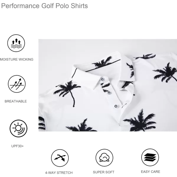 Alex Vando Mens Golf Shirt Moisture Wicking Quick-Dry Print Performance Polo Shirts for Men