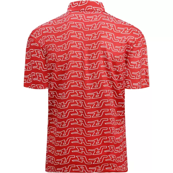 Alex Vando Mens Golf Shirt Moisture Wicking Quick-Dry Print Performance Polo Shirts for Men
