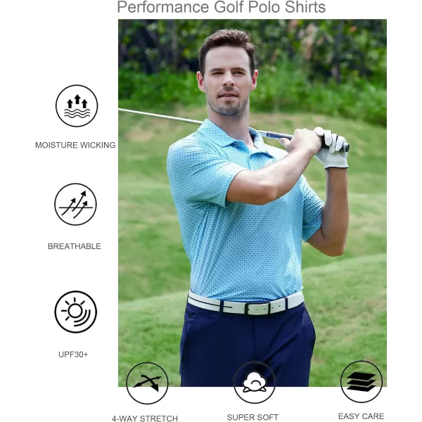 Alex Vando Mens Golf Shirt Moisture Wicking Quick-Dry Print Performance Polo Shirts for Men