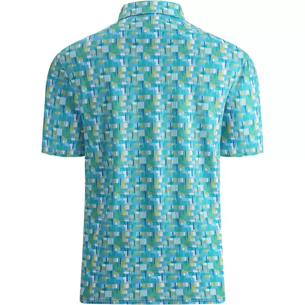 Alex Vando Mens Golf Shirt Moisture Wicking Quick-Dry Print Performance Polo Shirts for Men