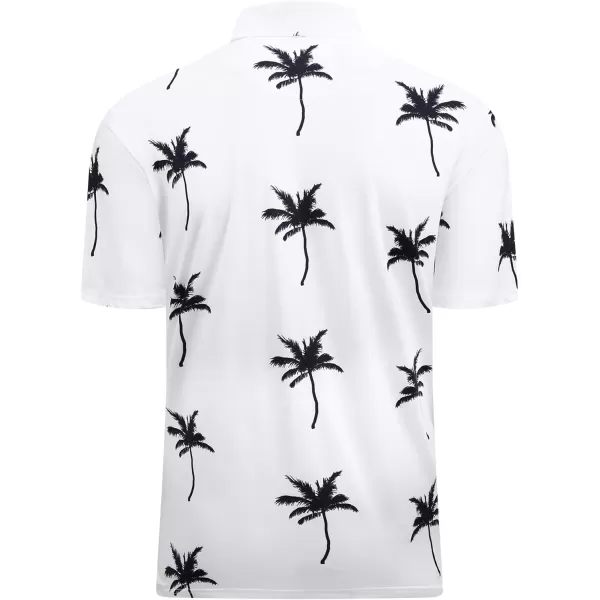 Alex Vando Mens Golf Shirt Moisture Wicking Quick-Dry Print Performance Polo Shirts for Men