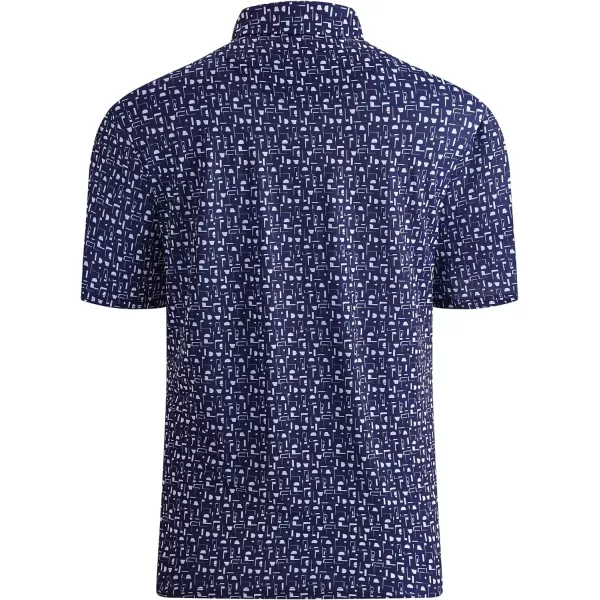 Alex Vando Mens Golf Shirt Moisture Wicking Quick-Dry Print Performance Polo Shirts for Men
