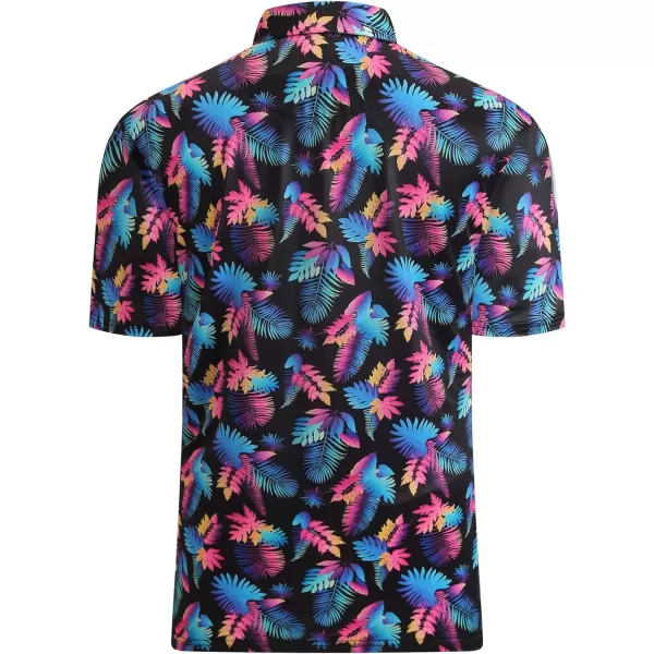 Alex Vando Mens Golf Shirt Moisture Wicking Quick-Dry Print Performance Polo Shirts for Men