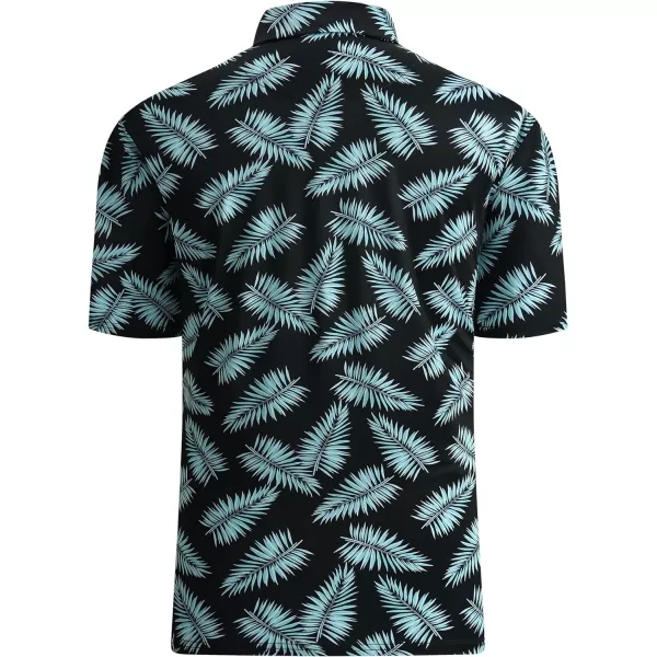 Alex Vando Mens Golf Shirt Moisture Wicking Quick-Dry Print Performance Polo Shirts for Men