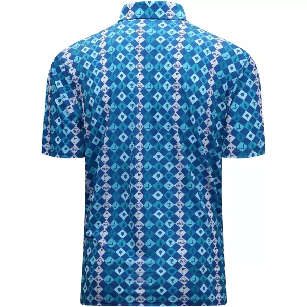 Alex Vando Mens Golf Shirt Moisture Wicking Quick-Dry Print Performance Polo Shirts for Men