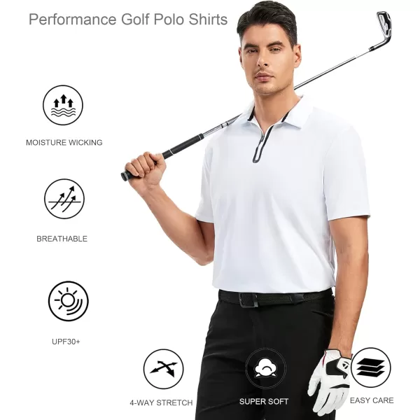 Alex Vando Mens Golf Shirt Moisture Wicking Quick-Dry Short Sleeve Casual Polo Shirts for Men