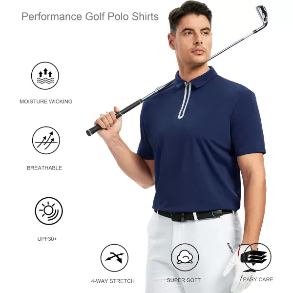 Alex Vando Mens Golf Shirt Moisture Wicking Quick-Dry Short Sleeve Casual Polo Shirts for Men