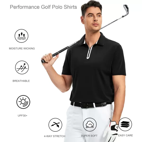 Alex Vando Mens Golf Shirt Moisture Wicking Quick-Dry Short Sleeve Casual Polo Shirts for Men