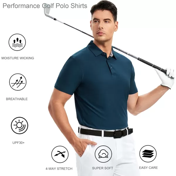 Alex Vando Mens Golf Shirt Moisture Wicking Quick-Dry Short Sleeve Casual Polo Shirts for Men
