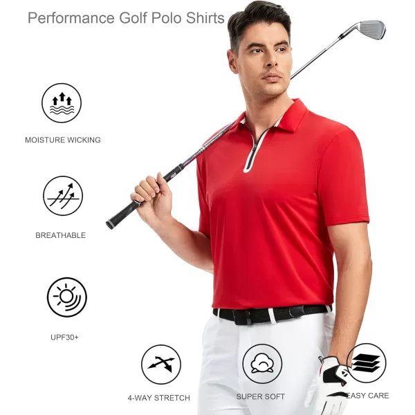 Alex Vando Mens Golf Shirt Moisture Wicking Quick-Dry Short Sleeve Casual Polo Shirts for Men