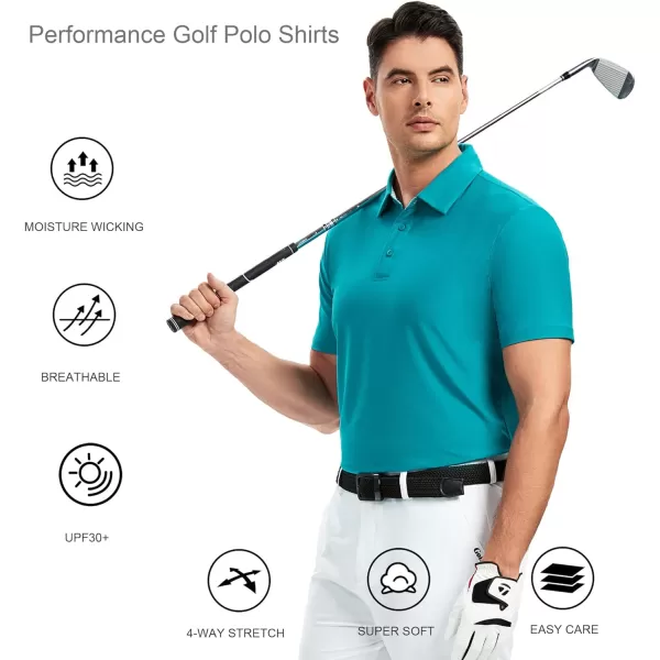 Alex Vando Mens Golf Shirt Moisture Wicking Quick-Dry Short Sleeve Casual Polo Shirts for Men