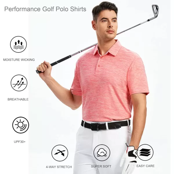Alex Vando Mens Golf Shirt Moisture Wicking Quick-Dry Short Sleeve Casual Polo Shirts for Men