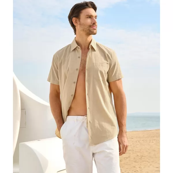 Alex Vando Mens Linen Cotton Shirts Casual Summer Beach Shirts for Men