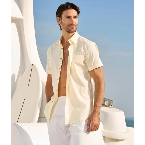 Alex Vando Mens Linen Cotton Shirts Casual Summer Beach Shirts for Men