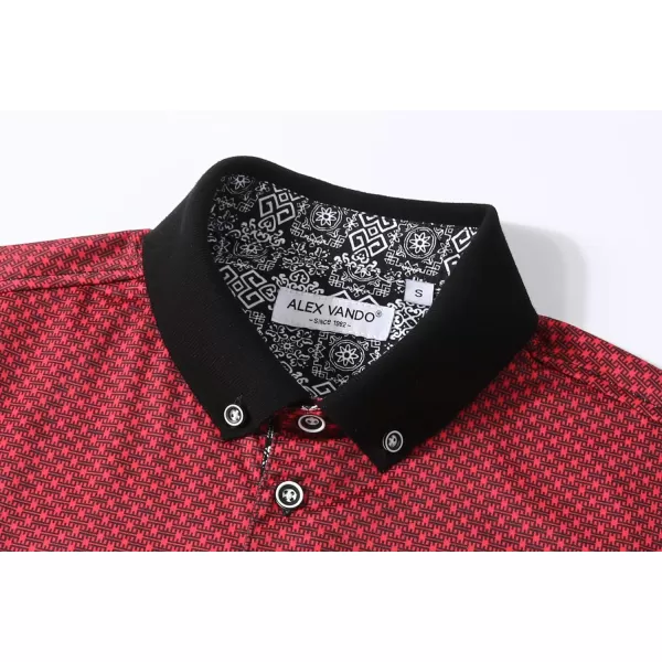 Alex Vando Mens Polo Shirts Short Sleeve Regular Fit Fashion Designed Shirt