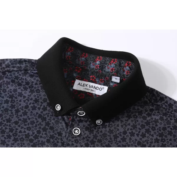 Alex Vando Mens Polo Shirts Short Sleeve Regular Fit Fashion Designed Shirt
