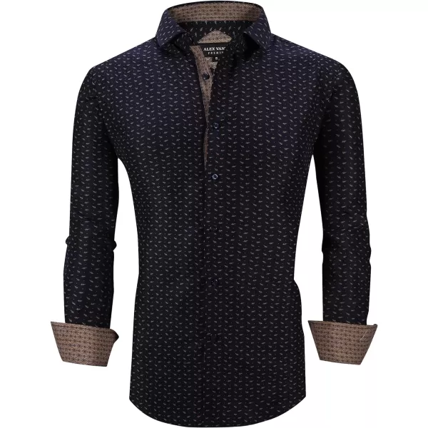 Alex Vando Mens Printed Dress Shirts Long Sleeve Regular Fit Button Down Shirt