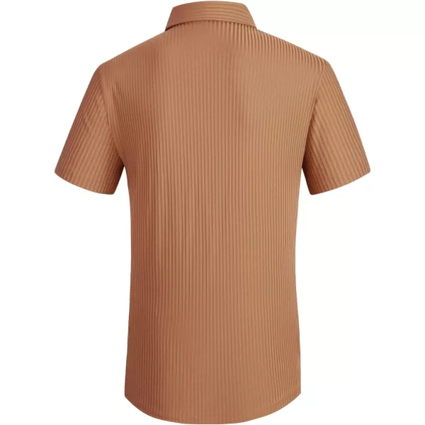 Alex Vando Mens Ribbed Dress Shirts 4-Way Stretch Knitted Shirt for Men