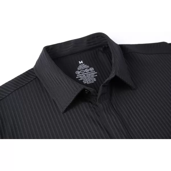 Alex Vando Mens Ribbed Dress Shirts 4-Way Stretch Knitted Shirt for Men