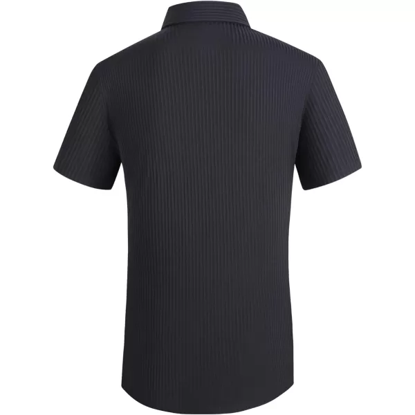 Alex Vando Mens Ribbed Dress Shirts 4-Way Stretch Knitted Shirt for Men