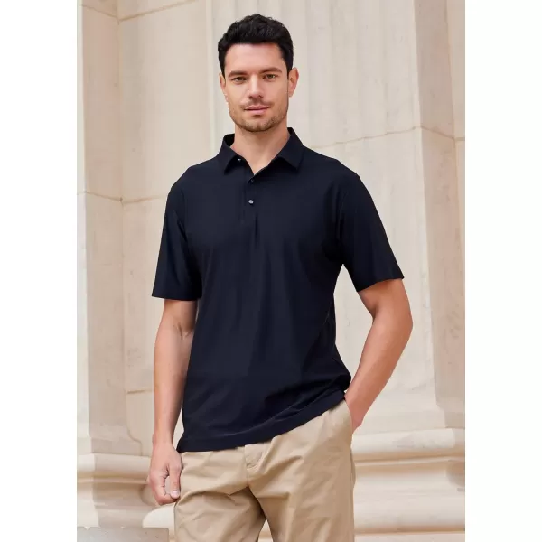 Alex Vando Mens Seamless Golf Shirt Moisture Wicking Quick-Dry Tailored Fit Polo Shirts