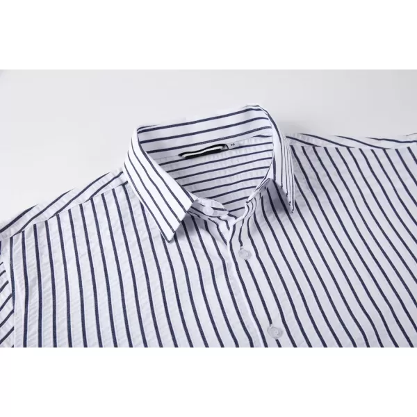 Alex Vando Mens Seersucker Dress Shirts Striped Casual Shirts for Men