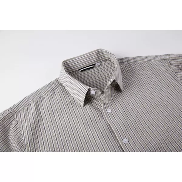 Alex Vando Mens Seersucker Dress Shirts Striped Casual Shirts for Men