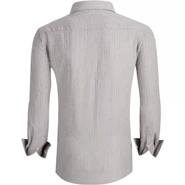 Alex Vando Mens Seersucker Dress Shirts Striped Casual Shirts for Men