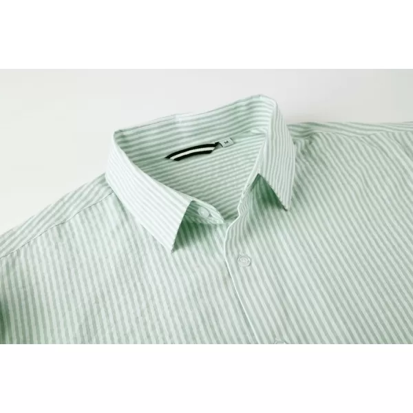 Alex Vando Mens Seersucker Dress Shirts Striped Casual Shirts for Men