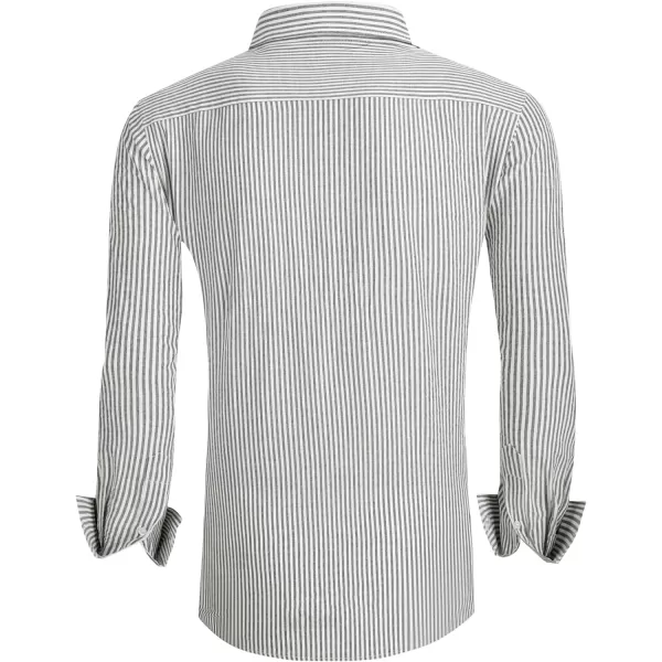 Alex Vando Mens Seersucker Dress Shirts Striped Casual Shirts for Men