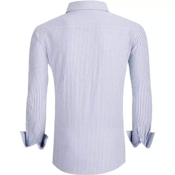 Alex Vando Mens Seersucker Dress Shirts Striped Casual Shirts for Men