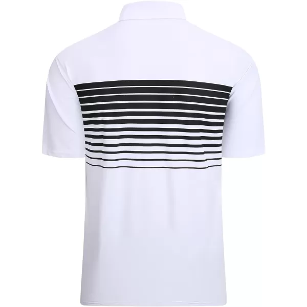 Alex Vando Mens Striped Golf Shirt Moisture Wicking Quick-Dry Sports Polo Shirts