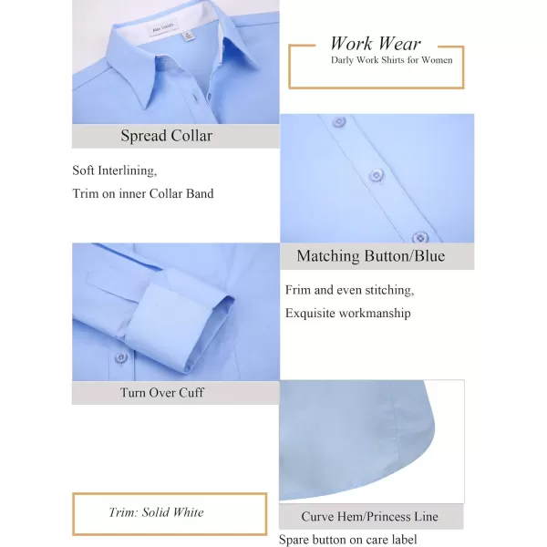 Alex Vando Womens Dress Shirts Wrinkle Free Regular Fit Long Sleeve Stretch Work Shirt