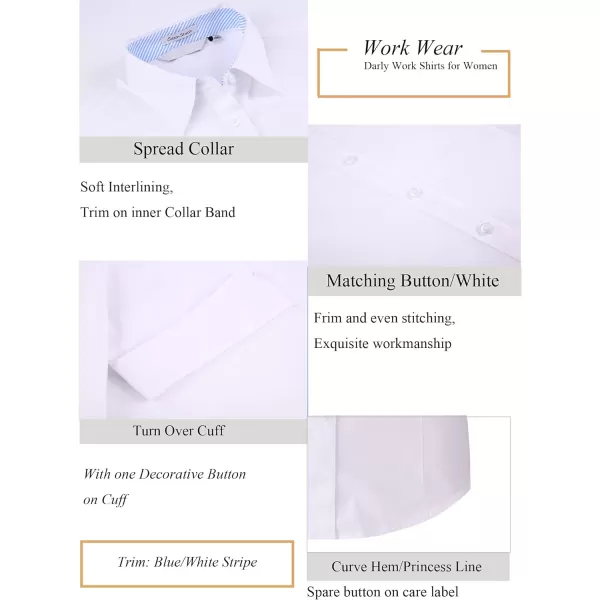 Alex Vando Womens Dress Shirts Wrinkle Free Regular Fit Long Sleeve Stretch Work Shirt