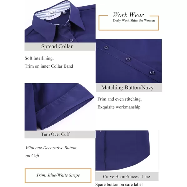 Alex Vando Womens Dress Shirts Wrinkle Free Regular Fit Long Sleeve Stretch Work Shirt