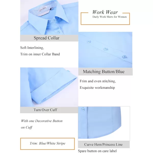 Alex Vando Womens Dress Shirts Wrinkle Free Regular Fit Long Sleeve Stretch Work Shirt