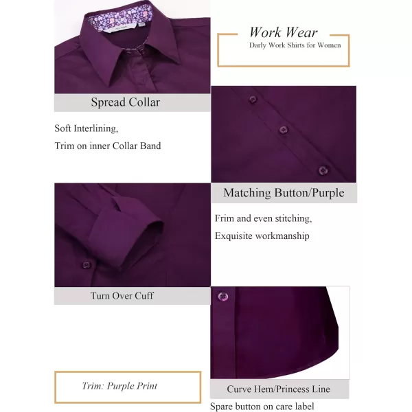 Alex Vando Womens Dress Shirts Wrinkle Free Regular Fit Long Sleeve Stretch Work Shirt
