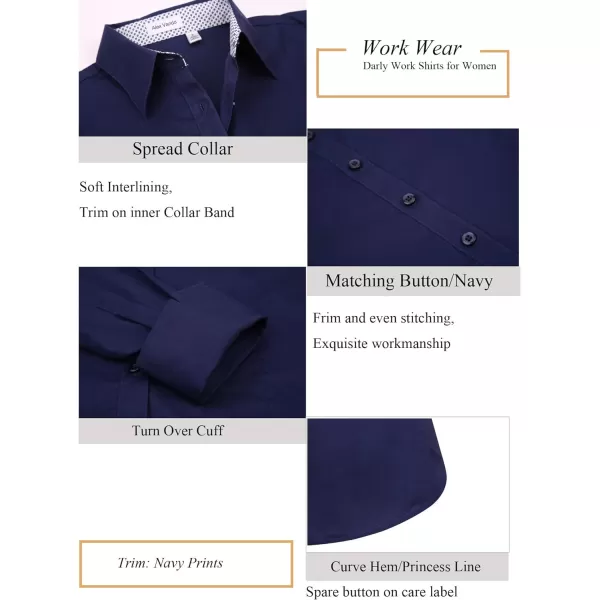 Alex Vando Womens Dress Shirts Wrinkle Free Regular Fit Long Sleeve Stretch Work Shirt