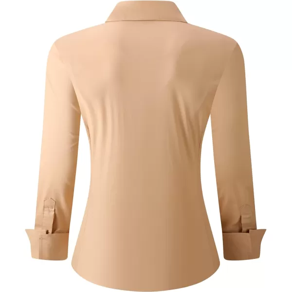 Alex Vando Womens Dress Shirts Wrinkle Free Regular Fit Long Sleeve Stretch Work Shirt