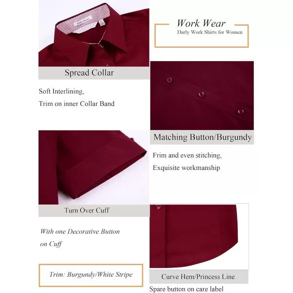 Alex Vando Womens Dress Shirts Wrinkle Free Regular Fit Long Sleeve Stretch Work Shirt
