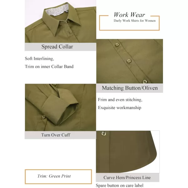 Alex Vando Womens Dress Shirts Wrinkle Free Regular Fit Long Sleeve Stretch Work Shirt